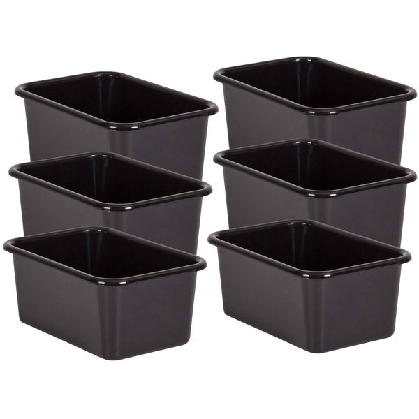 Teacher Created Resources Storage Bin, Plastic, Black, 6 PK 20380